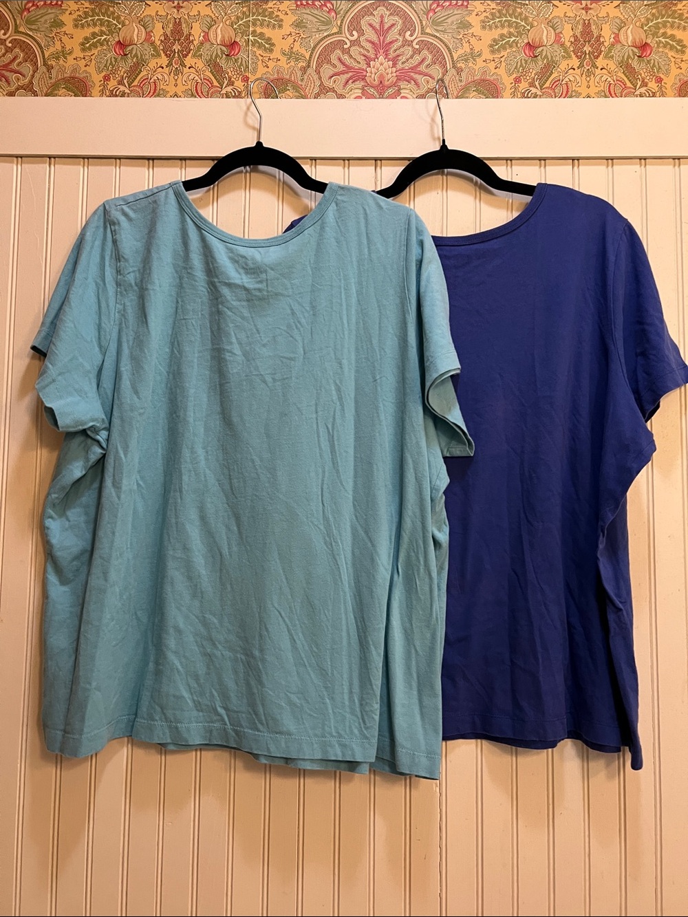 Woman Within Blue Crewneck Cotton Tee - 1X Petite - Picture 4 of 4